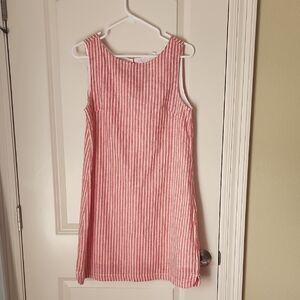 Beachlunchlounge Red and White Striped Linen Blend Dress Costal Beachy